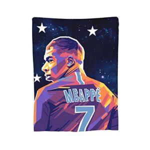 Custom World Football #7 Mbappe Ultra-Soft Fleece Blankets for Bedroom Living Room Sofa Bed Outdoor, 50"x40"