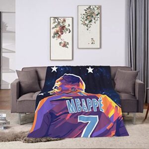 Custom World Football #7 Mbappe Ultra-Soft Fleece Blankets for Bedroom Living Room Sofa Bed Outdoor, 50"x40"