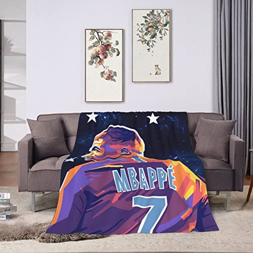 Custom World Football #7 Mbappe Ultra-Soft Fleece Blankets for Bedroom Living Room Sofa Bed Outdoor, 50"x40"