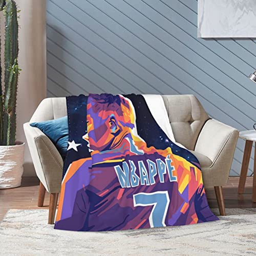 Custom World Football #7 Mbappe Ultra-Soft Fleece Blankets for Bedroom Living Room Sofa Bed Outdoor, 50"x40"