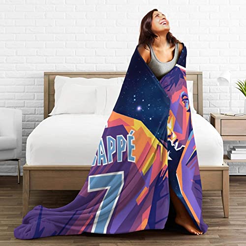 Custom World Football #7 Mbappe Ultra-Soft Fleece Blankets for Bedroom Living Room Sofa Bed Outdoor, 50"x40"