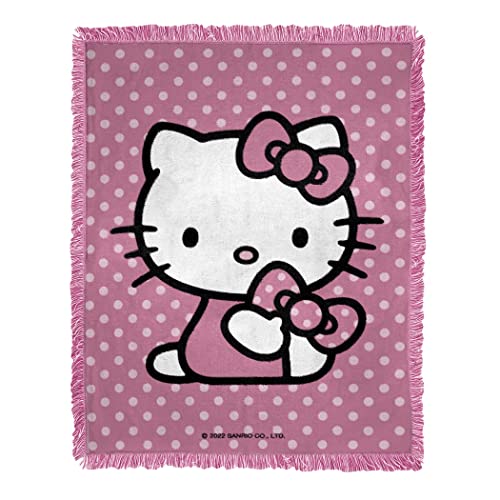 Northwest Woven Jacquard Throw Blanket, 46" x 60", Hello Kitty Perfect Polka Dots