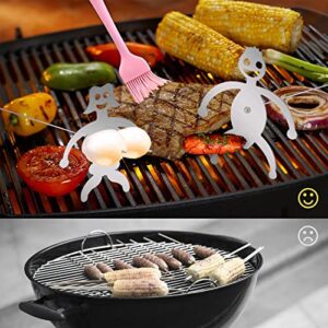 KOWSi® New Upgrade Boy and Girl 2PCS Barbecue Forks | Novelty Funny Bonfire Grill Stick | Stainless Steel Long Camping Skewers | Campfire BBQ Cookware Accessories with Basting Brushes (Boy & Girl)