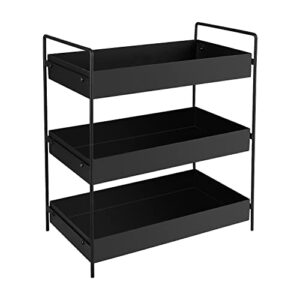 yikedzsw 3 tier bathroom countertop organizer, black bathroom counter organizer storage, counter standing rack cosmetic organizer holder