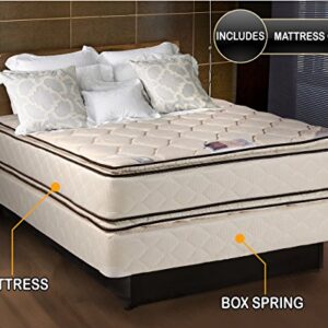 Coil Comfort Two-Sided Pillow Top Queen Mattress Only with Mattress Cover Protector Included - Fully Assembled, Orthopedic, Good for Your Back, Longlasting Comfort by Dream Solutions USA