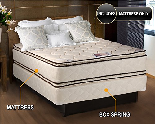 Coil Comfort Two-Sided Pillow Top Queen Mattress Only with Mattress Cover Protector Included - Fully Assembled, Orthopedic, Good for Your Back, Longlasting Comfort by Dream Solutions USA