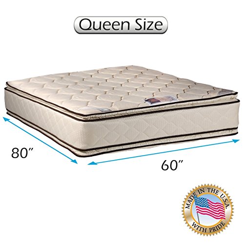 Coil Comfort Two-Sided Pillow Top Queen Mattress Only with Mattress Cover Protector Included - Fully Assembled, Orthopedic, Good for Your Back, Longlasting Comfort by Dream Solutions USA