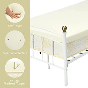 GOFLAME 3 Inch Full Size Mattress Topper, Ventilated Mattress Pad High Density for Cozy Sleeping