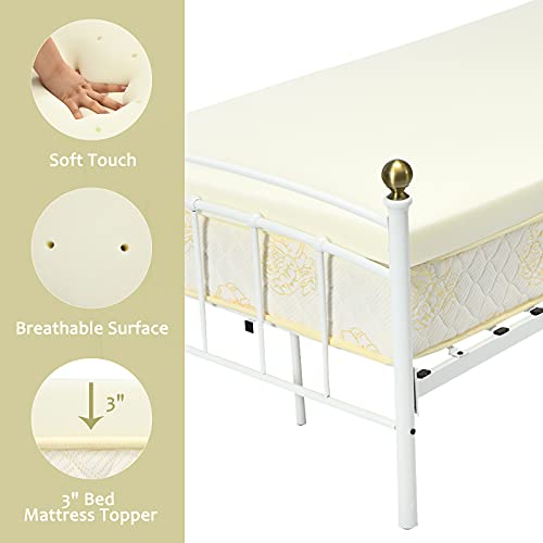 GOFLAME 3 Inch Full Size Mattress Topper, Ventilated Mattress Pad High Density for Cozy Sleeping