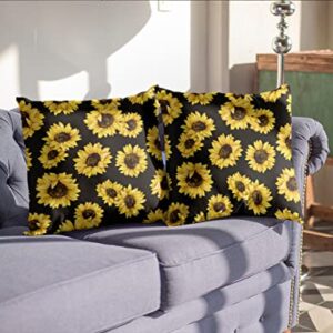 WIBUE Sunflower Blanket 50"x40" with 2 Sunflower Pillow Covers 18"x18",Decorative Fleece Throw Blanket 3 Piece Set,Fuzzy Soft Cozy Warm Lightweight Blanket for Sofa,Couch,Bed,Travel,Camping
