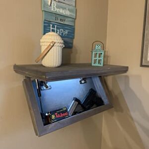 Stow Shelves Hidden Gun Shelf with Concealed Trap Door with RFID & Bluetooth Lock Natural Wood 23 X 11.5 X 4 (Weathered Grey)