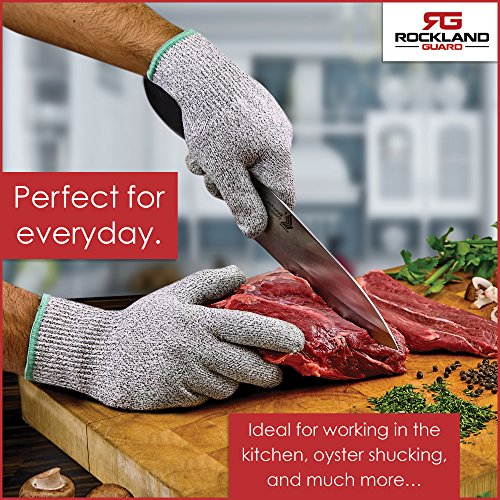 Rockland Guard Oyster Shucking Set- High Performance Level 5 Protection Food Grade Cut Resistant Gloves with 3.5’’ Stainless steel Oyster Knife, perfect set for shucking oysters