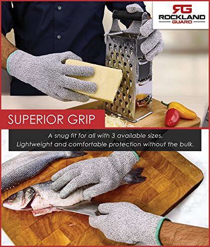 Rockland Guard Oyster Shucking Set- High Performance Level 5 Protection Food Grade Cut Resistant Gloves with 3.5’’ Stainless steel Oyster Knife, perfect set for shucking oysters