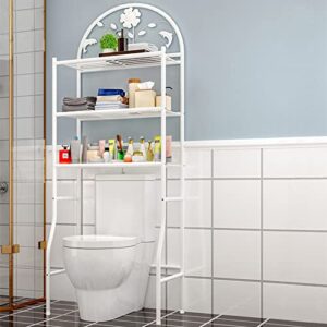 CNCEST Toilet Storage Rack,3-Shelf Bathroom Organizer Over The Toilet Storage 3 Tier Space Saver Organizer Rack Bathroom Shelf Over Toilet Storage for Laundry, Balcony,Porch 70.9X24.4X12.6in (White)