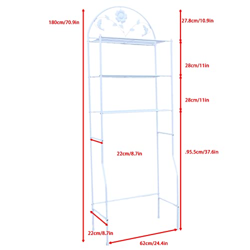 CNCEST Toilet Storage Rack,3-Shelf Bathroom Organizer Over The Toilet Storage 3 Tier Space Saver Organizer Rack Bathroom Shelf Over Toilet Storage for Laundry, Balcony,Porch 70.9X24.4X12.6in (White)