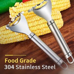 2 Pcs Corn Peeler Corn Planer Thresher Stainless Steel Corn Peeler for Corn On the Cob Corn Kernel Remover Tool Magic Corn Stripper Tool Corn Cutter Corn Scraper with Ergonomic Handle for Kitchen