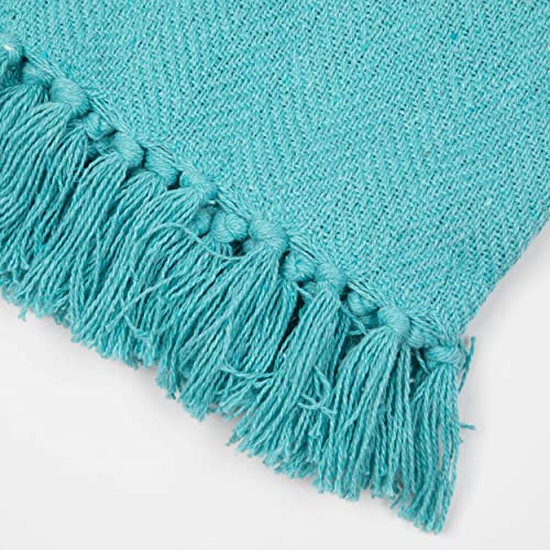 Arkwright Common Ground Solid Throw Blanket - (Pack of 12) All Season Reversible Cotton Luxury Hotel Quality, Soft and Warm, Sundry Blankets for Bed, Camping, Sofa Chair, 50 x 70 in, Aqua