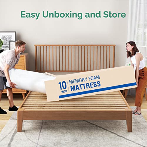 Airdown Twin Mattress, 10 Inch Memory Foam Mattress with Breathable Fabric Cover, Medium Feel Green Tea Gel Foam Bed Mattress, Twin Mattress in A Box, CertiPUR-US Certified, Made in USA
