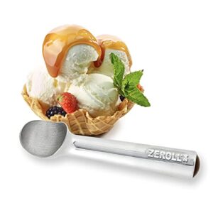 zeroll original ice cream scoop with unique liquid filled heat conductive handle simple one piece aluminum design easy release made in usa, ounce, silver