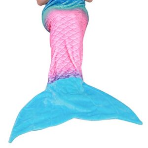 softan adults mermaid tail blanket, ladies mermaid tail blanket, mermaid tail blankets for girls with rainbow ombre fish scale design, plush flannel fleece mermaid blanket gift for women - 25" x 60"