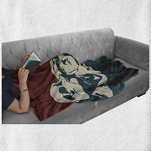 Lunarable Mount Rushmore Throw Blanket, South Dakota USA Famous Mount Rushmore, Flannel Fleece Accent Piece Soft Couch Cover for Adults, 60" x 80", Maroon Petrol