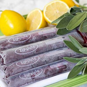 Zipzicle 100 Recyclable Ice Popsicle Mold Bags | BPA free Freezer Tubes with strong Zip Lock Seals | Original Patented | Make Cocktail Pops, Fruit Bars, Healthy Snacks | Family Parties, clear (ZIP100)