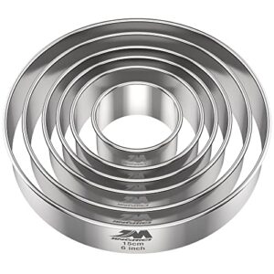 m jngmei 6 pieces stainless steel cookie biscuit cutter set 2'', 3'',3.5'', 4'',5''and6'' biscuit plain edge round cutters large sizes shape molds ranging from 2-6 inches multiple sizes