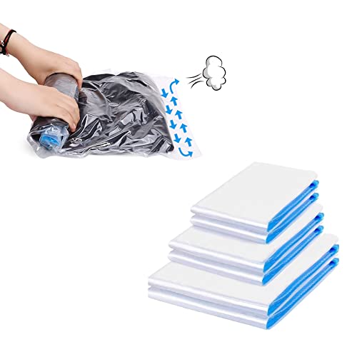 Andiker Vacuum Storage Bags 6 Pcs, Transparent and Environmental Protection Travel Compression Bags Sealing Clothes Bags Save 80% Space Saver Bag