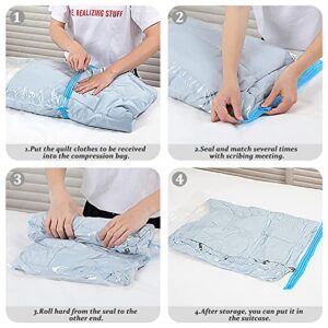 Andiker Vacuum Storage Bags 6 Pcs, Transparent and Environmental Protection Travel Compression Bags Sealing Clothes Bags Save 80% Space Saver Bag