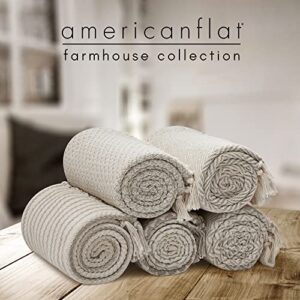 Americanflat 100% Cotton Throw Blanket for Couch - 50x60 - All Seasons Neutral Lightweight Cozy Soft Blankets & Throws for Bed, Sofa or Chair. Indoor or Outdoor [Cream Beige Diamond ]