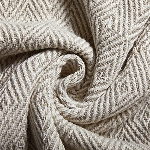 Americanflat 100% Cotton Throw Blanket for Couch - 50x60 - All Seasons Neutral Lightweight Cozy Soft Blankets & Throws for Bed, Sofa or Chair. Indoor or Outdoor [Cream Beige Diamond ]