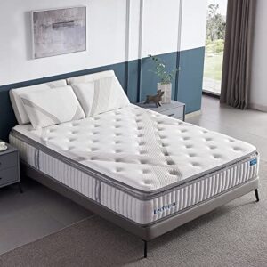 twin xl size mattress, lechepus 12 inch cooling gel memory foam hybrid mattress with pocket innersring, medium firm pillow top mattress for supportive & pressure relief
