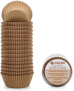 gifbera natural cupcake liners standard baking cups 400-count, unbleached no smell paper