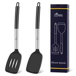 hotec heat resistant silicone solid turner, slotted kitchen spatulas set kitchen cooking utensils for nonstick cookware bpa free
