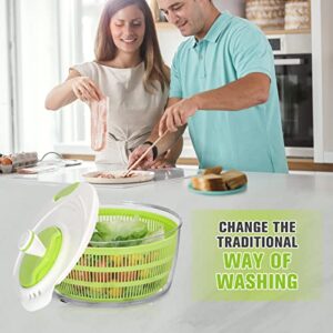 Smile Mom Salad Spinner Large 4 Quarts, ABS,BPA Free Clips & Locking, Lettuce Vegetables Washer Dryer Drainer Crisper Strainer for Home Kitchen Washing & Drying Leafy Vegetables