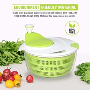 Smile Mom Salad Spinner Large 4 Quarts, ABS,BPA Free Clips & Locking, Lettuce Vegetables Washer Dryer Drainer Crisper Strainer for Home Kitchen Washing & Drying Leafy Vegetables