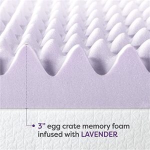 3" Memory Foam Egg Crate Mattress Topper with Lavender Infusion, Queen