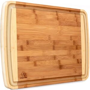 bamboo cutting board - chopping board, wood cutting board with juice groove, charcuterie board, serving platter cheese board, bread board, turkey meat cutting board, wooden cutting boards for kitchen