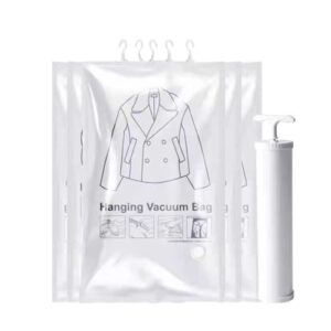 5pcs vacuum storage bags, hanging vacuum storage bags, space saver vacuum storage bags, large vacuum storage bags for dresses, coats, down jackets and other clothes