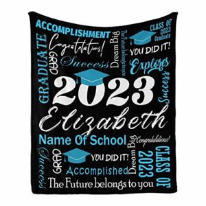 interestprint personalized graduation blanket, custom graduation gift for him her, college graduate, high school class of 2023 for graduating