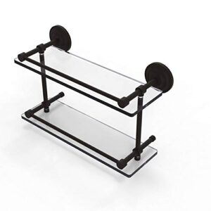 allied brass qn-2/16-gal-orb qn 2 gal que new inch double gallery rail glass shelf, 16 inch, oil rubbed bronze