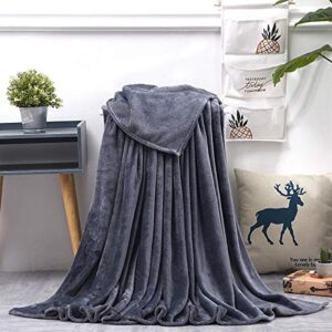 trochin fleece blanket throw size grey lightweight super soft cozy luxury bed blanke（dark grey）