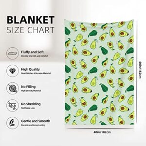 Avocado Green Fruits Throw Blanket Super Soft Warm Bed Blankets for Couch Bedroom Sofa Office Car, All Season Cozy Flannel Plush Blanket for Girls Boys Adults, 60 X 40 Inch