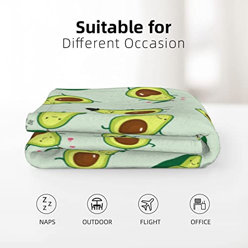 Avocado Green Fruits Throw Blanket Super Soft Warm Bed Blankets for Couch Bedroom Sofa Office Car, All Season Cozy Flannel Plush Blanket for Girls Boys Adults, 60 X 40 Inch