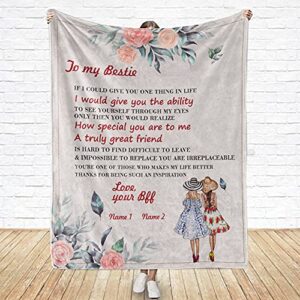 Launchigo Customized to My Bestie Blanket from Best Friend. BFF Soft Fleece Throw Blanket, Gift for Birthday, Christmas & Friendship Day.[Custom] (to My Bestie-from BFF 03, 50" X 60")