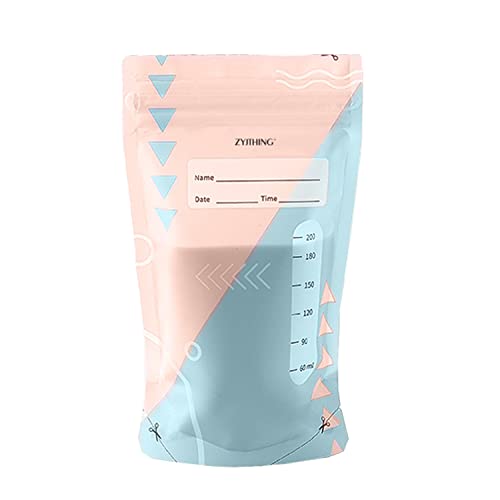 Breast Milk Storage Bags, 6.5-8 Ounces, Liquid Food Bags, Double-Layer self Sealing, Flat Storage, can Stand Upright After Filling.