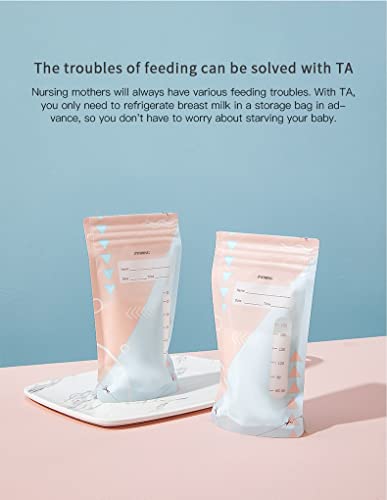 Breast Milk Storage Bags, 6.5-8 Ounces, Liquid Food Bags, Double-Layer self Sealing, Flat Storage, can Stand Upright After Filling.