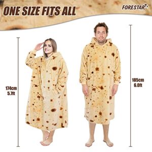 FORESTAR Wearable Blanket, Birthday Gifts for Women Men, Burrito Blanket Hoodie, Super Warm Cozy Giant Oversized Sherpa Hooded Blanket, Cool Tortilla Taco Gifts for Adults, One Size Fits All