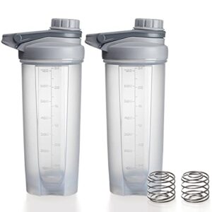 lyeasw 24 oz shaker bottle for protein mixes, bpa free leakproof portable clear shaker cups for workout, 2 pack
