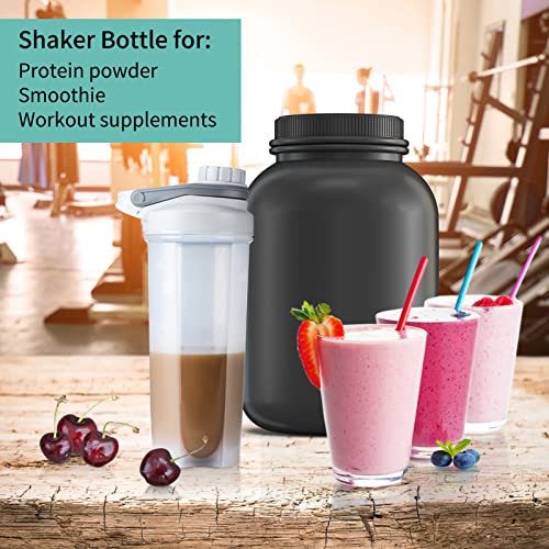 Lyeasw 24 OZ Shaker Bottle for Protein Mixes, BPA Free Leakproof Portable Clear Shaker Cups for Workout, 2 Pack